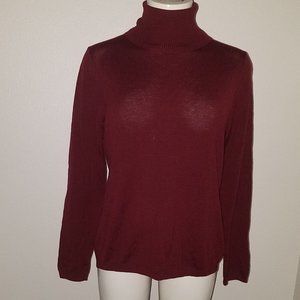 Pendleton Burgundy Turtleneck Pullover Top Size Medium 100% Merino Wool